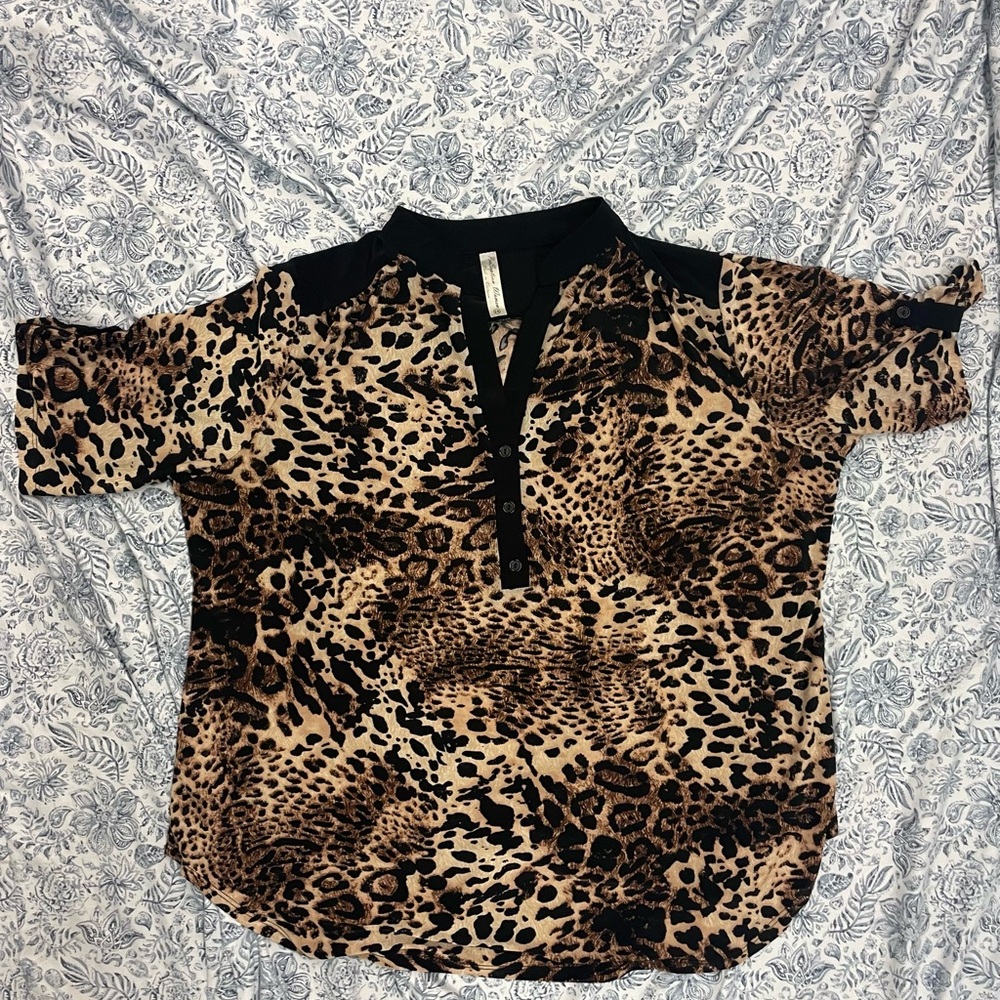 Leopard Print Button Down Shirt
